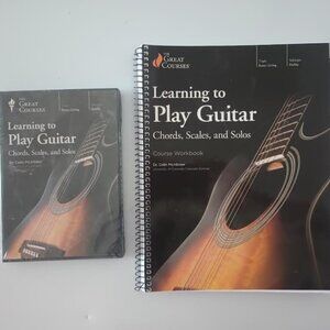 THE GREAT COURSES LEARNING TO PLAY GUITAR CHORDS, SCALES, SOLOS DVD + WORKBOOK
